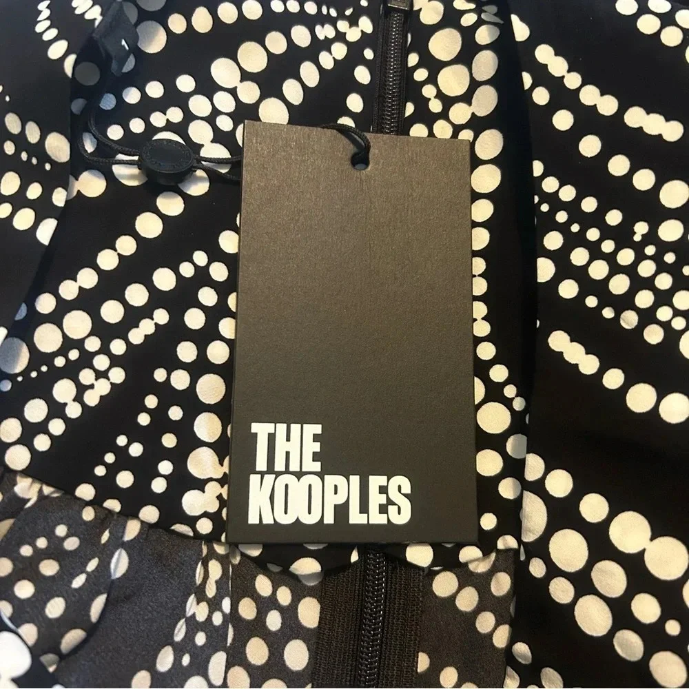 The Kooples White Polka Dot Black Mini Skirt Size 1 XXS NWT $215